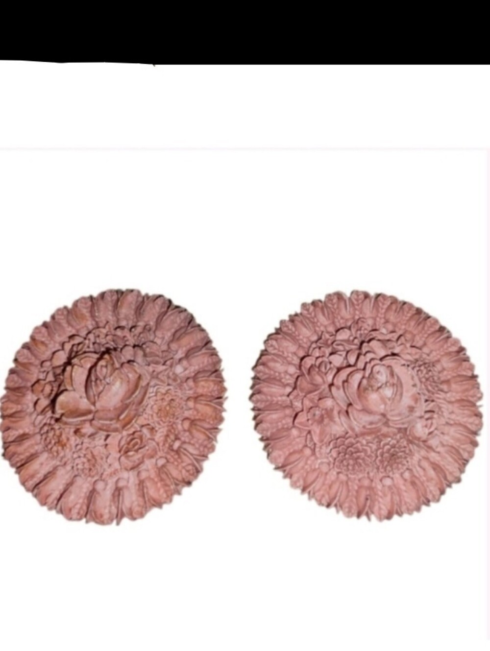 Vintage Carved Tea Rose Colored Flower Clip Earrings